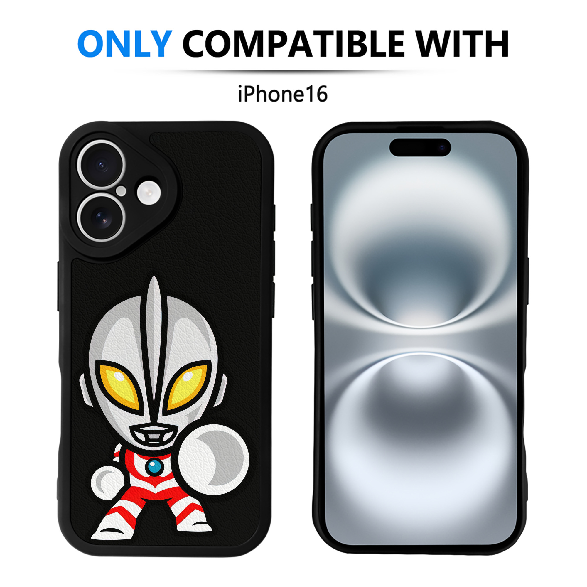 （画像用） ウルトラマン Ultraman 【iPhone 16シリーズ対応】シリコンスマホケース（レザー調） 材質：シリコン